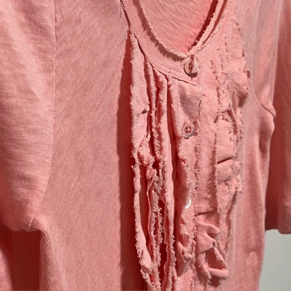 J. Crew Painter T Soft Pink Ruffle slub cotton round neck short sleeve top, New